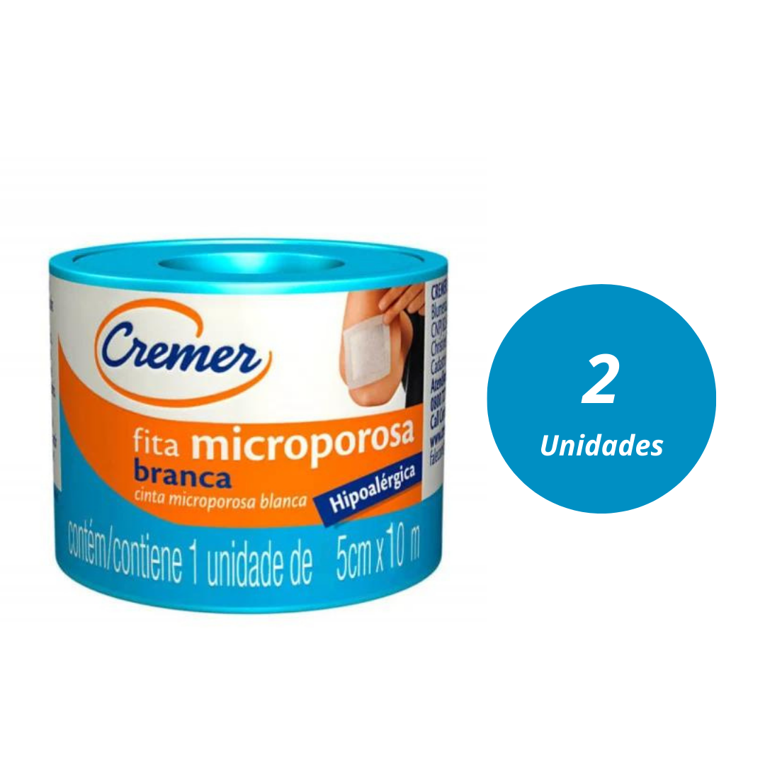 Micropore 5cm x 10m Branca com Capa Cremer - Kit 2 Unidades