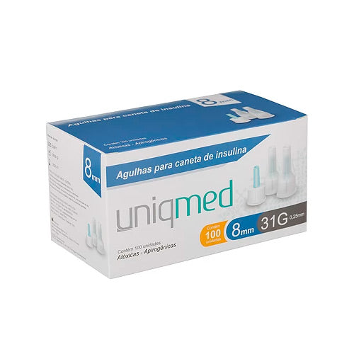 Agulha Descartável para Caneta Insulina 31g 8x0,25mm Uniqmed