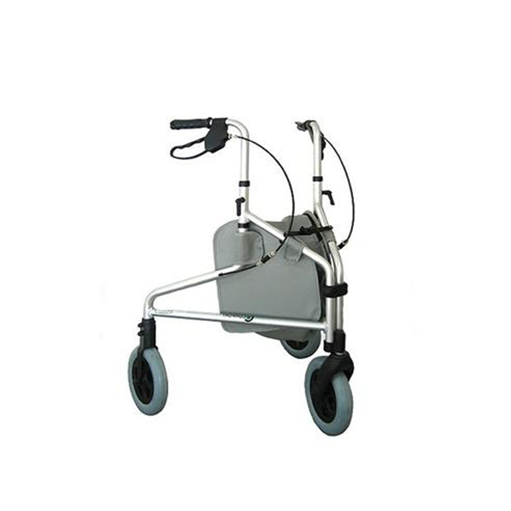 Andador Alumínio Prata com 3 Rodas Freio e Bolsa - SL 309 - Praxis