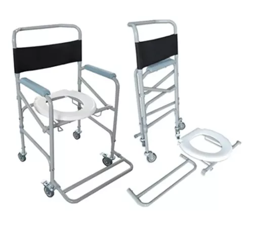 Cadeira de Rodas Simples 40cm Prolife PL 001 + Cadeira De Banho Higiênica Dobrável Até 100 Kg D30 Dellamed