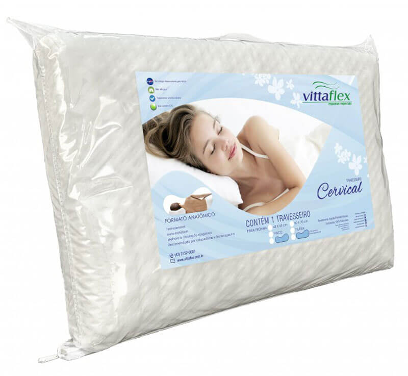 Travesseiro Cervical Visco Elástico 50x70cm Vittaflex