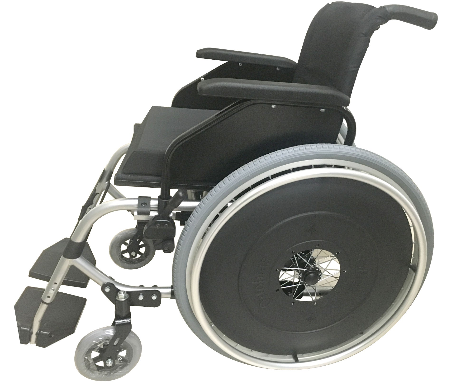Cadeira de Rodas K1 Alumínio Pedal Fixo 44cm Preta Ortobras