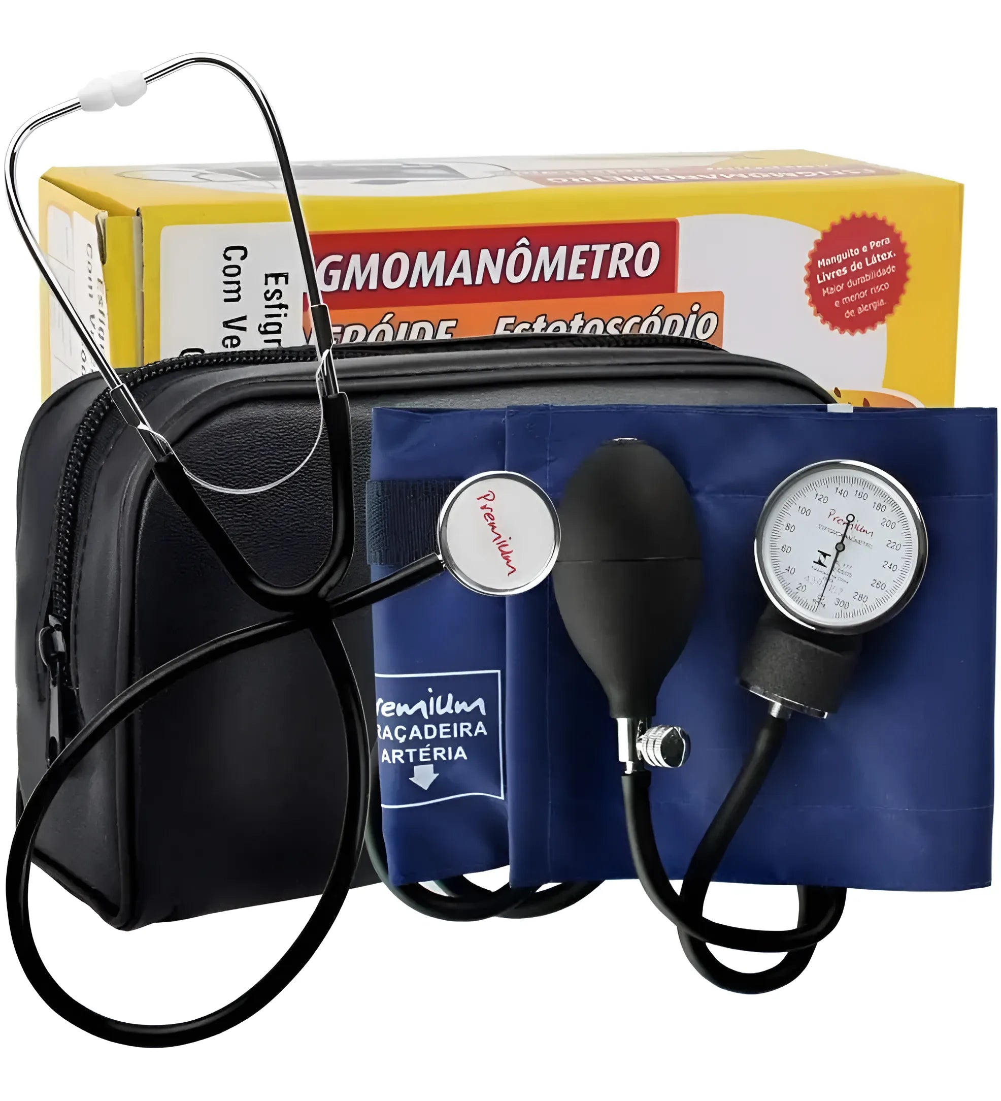 Aparelho de Pressão Premium Adulto Fecho Velcro com Estetoscópio - Premium