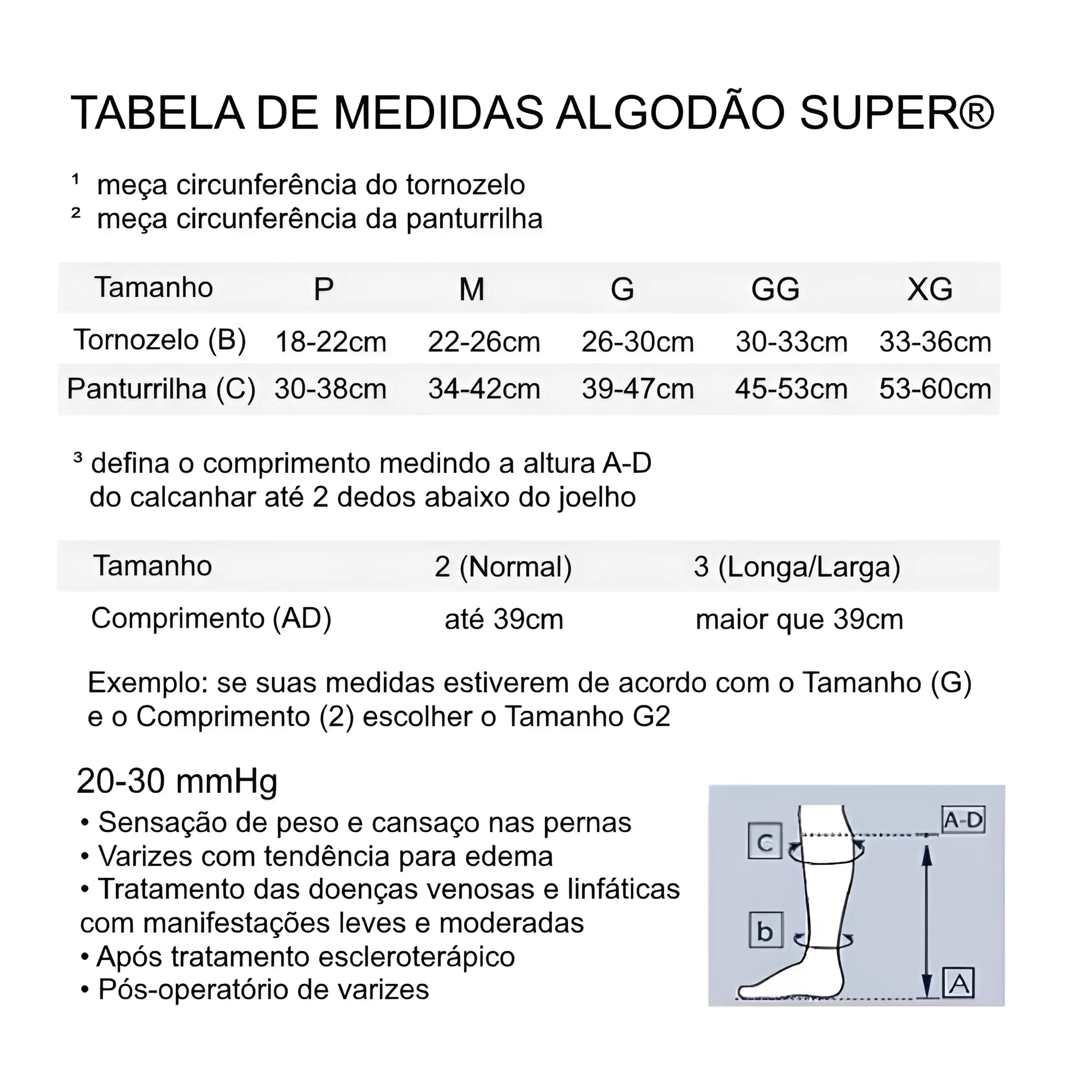 Meia de Compressão 3/4 Bege Sigvaris Algodão Super 20-30 mmHg + E-book