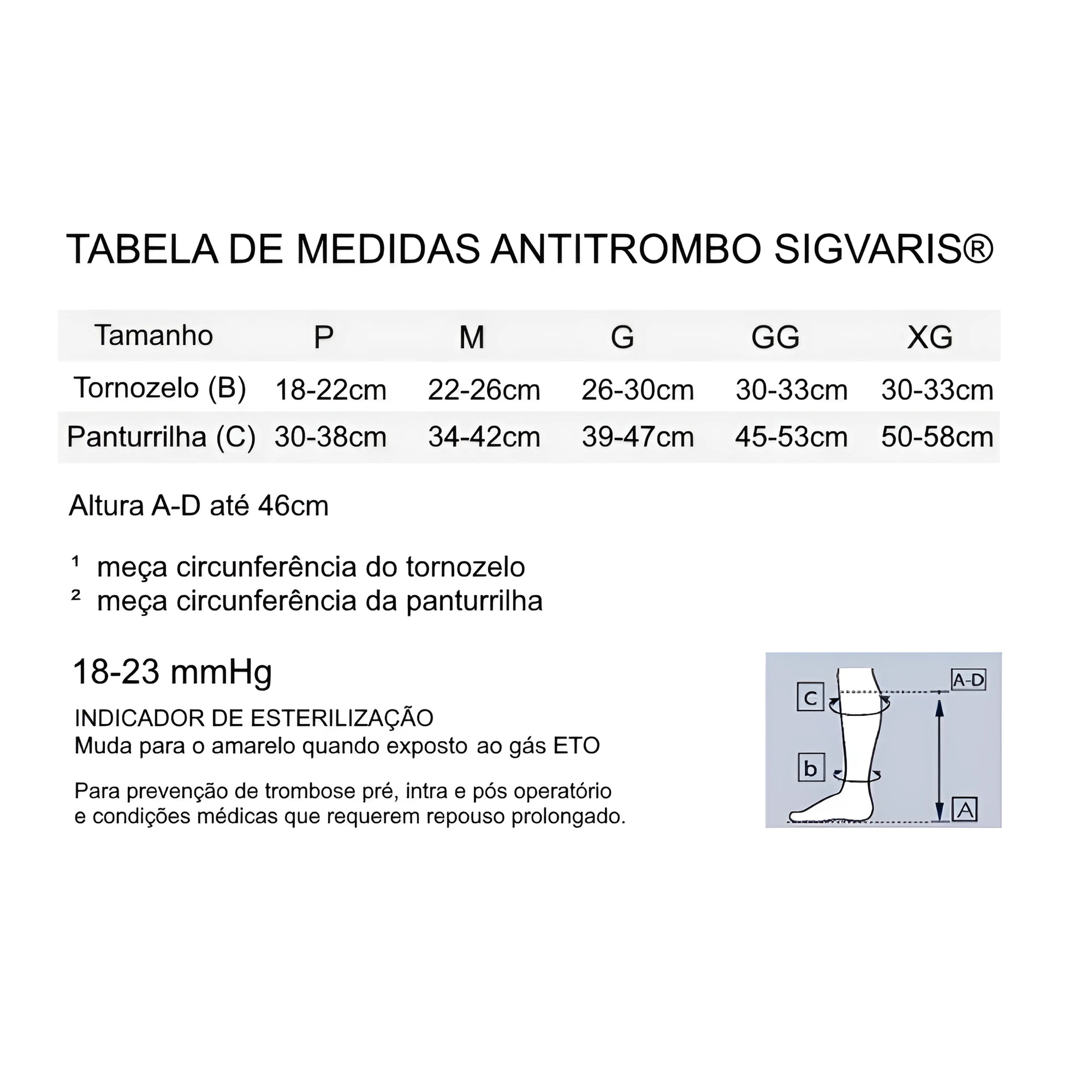 Meia de Compressão 3/4 Sigvaris Antitrombo 18-23 mmHg + E-book