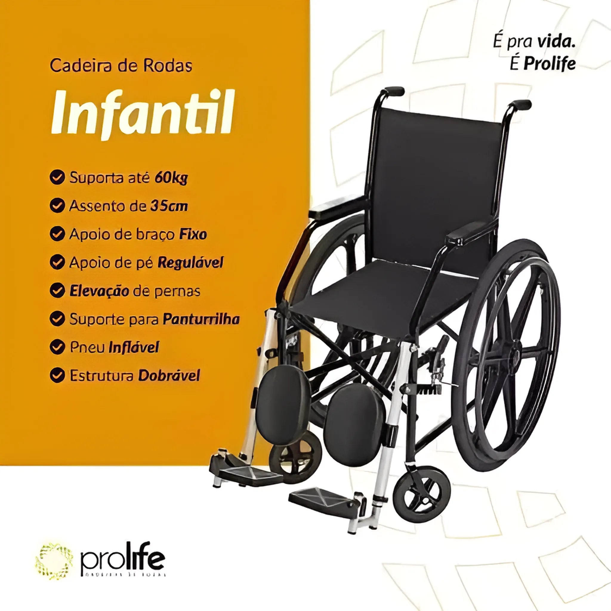 Cadeira de Rodas Infantil 35cm (PL 402) - Prolife