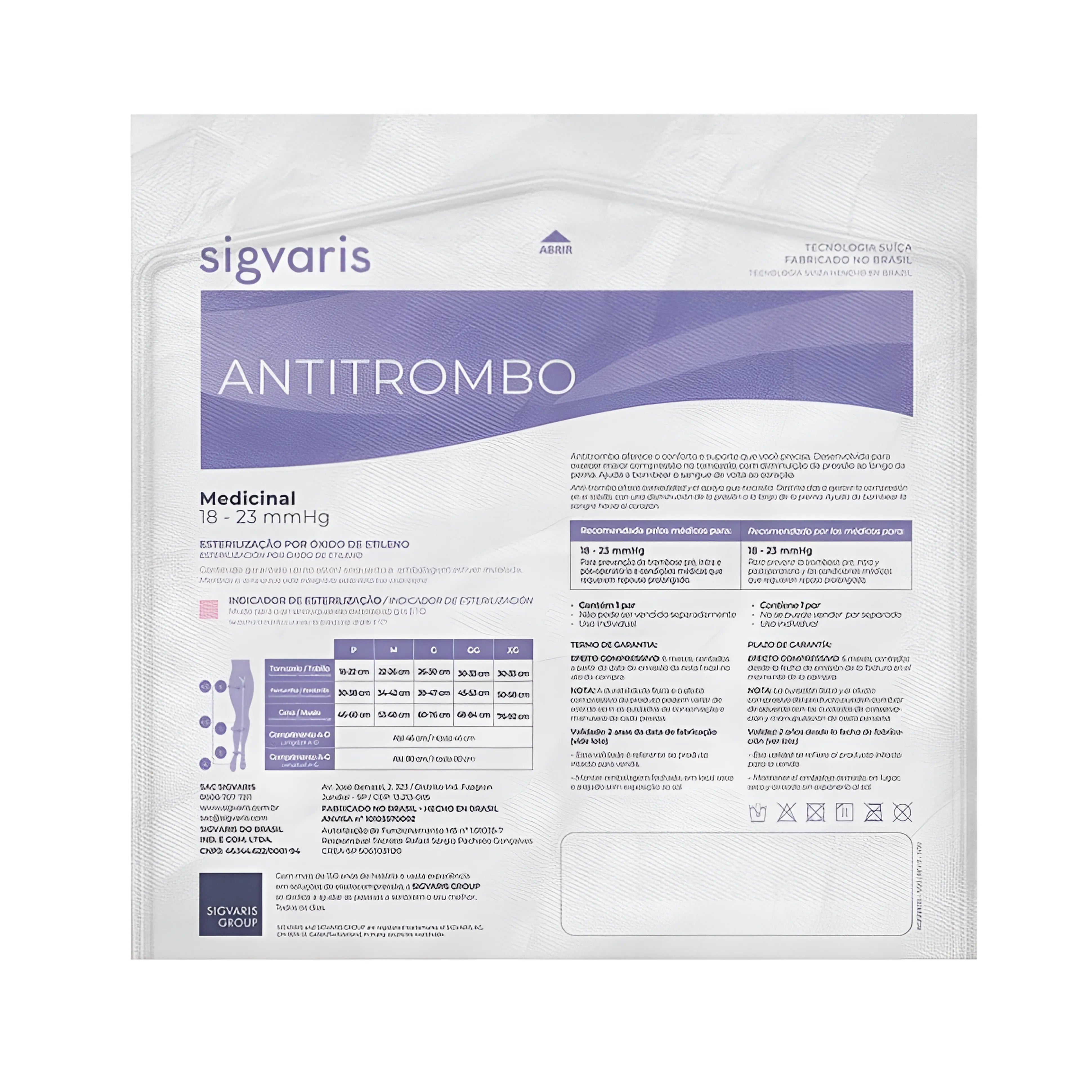 Meia de Compressão 3/4 Sigvaris Antitrombo 18-23 mmHg + E-book