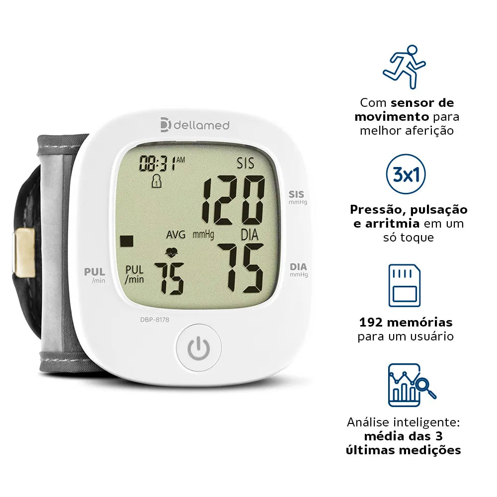 Monitor de Pressão Arterial Para Pulso Digital Ultra MAX DBP-8178 -Dellamed