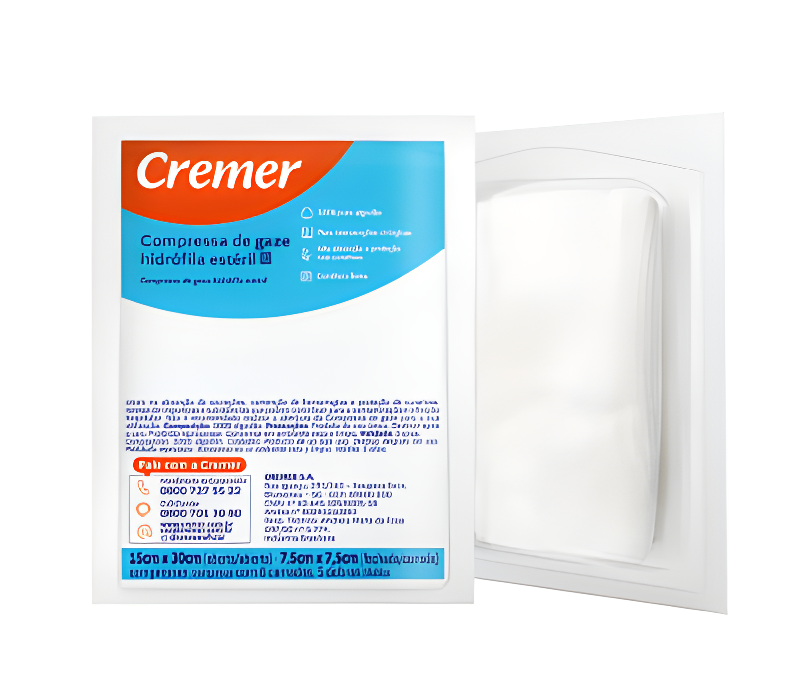 Compressa de Gaze Estéril 11 Fios 7,5X7,5cm 5UN - Cremer