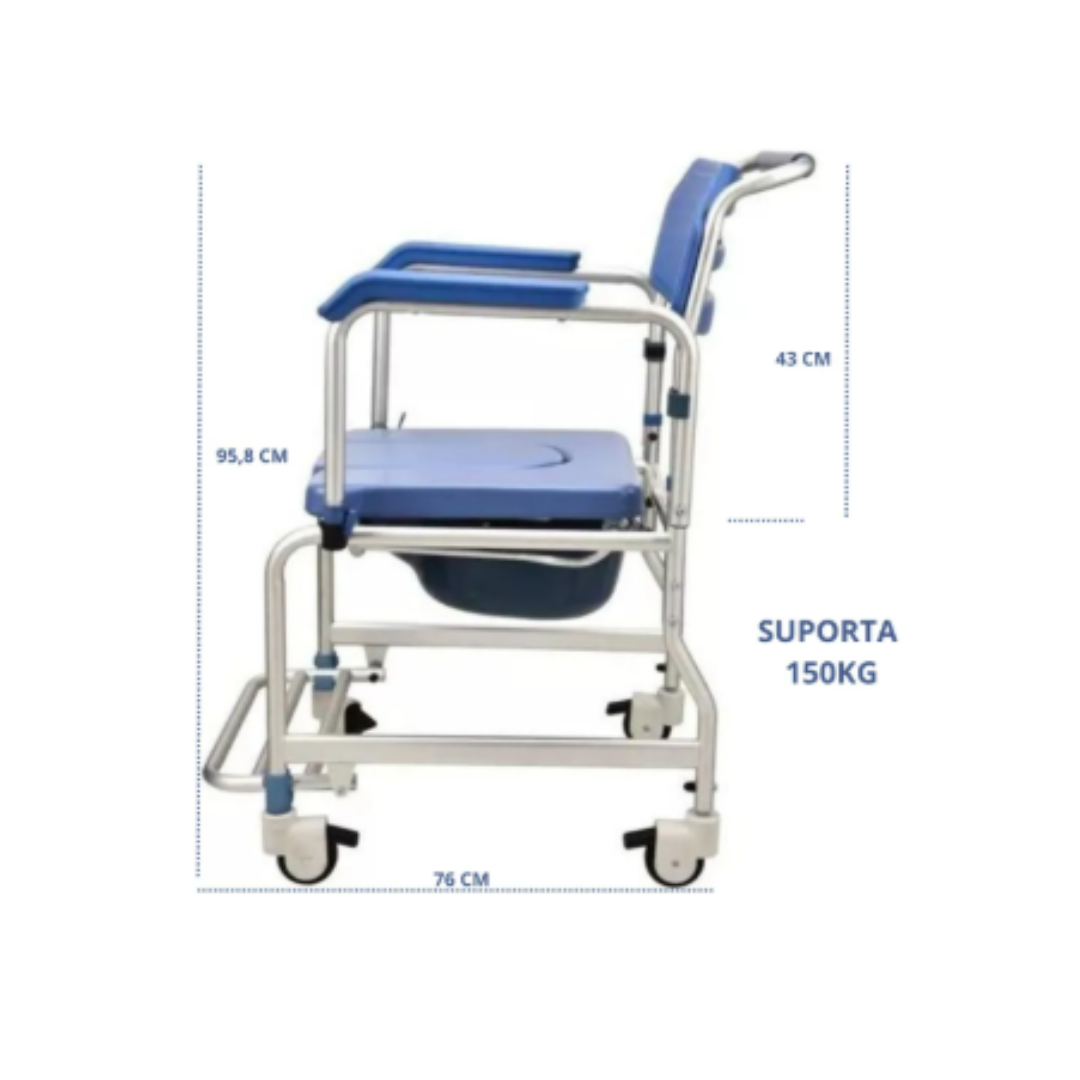 Cadeira de Banho Pro400 Higiênica Dobrável em Alumínio (150kg) - Procirurgica