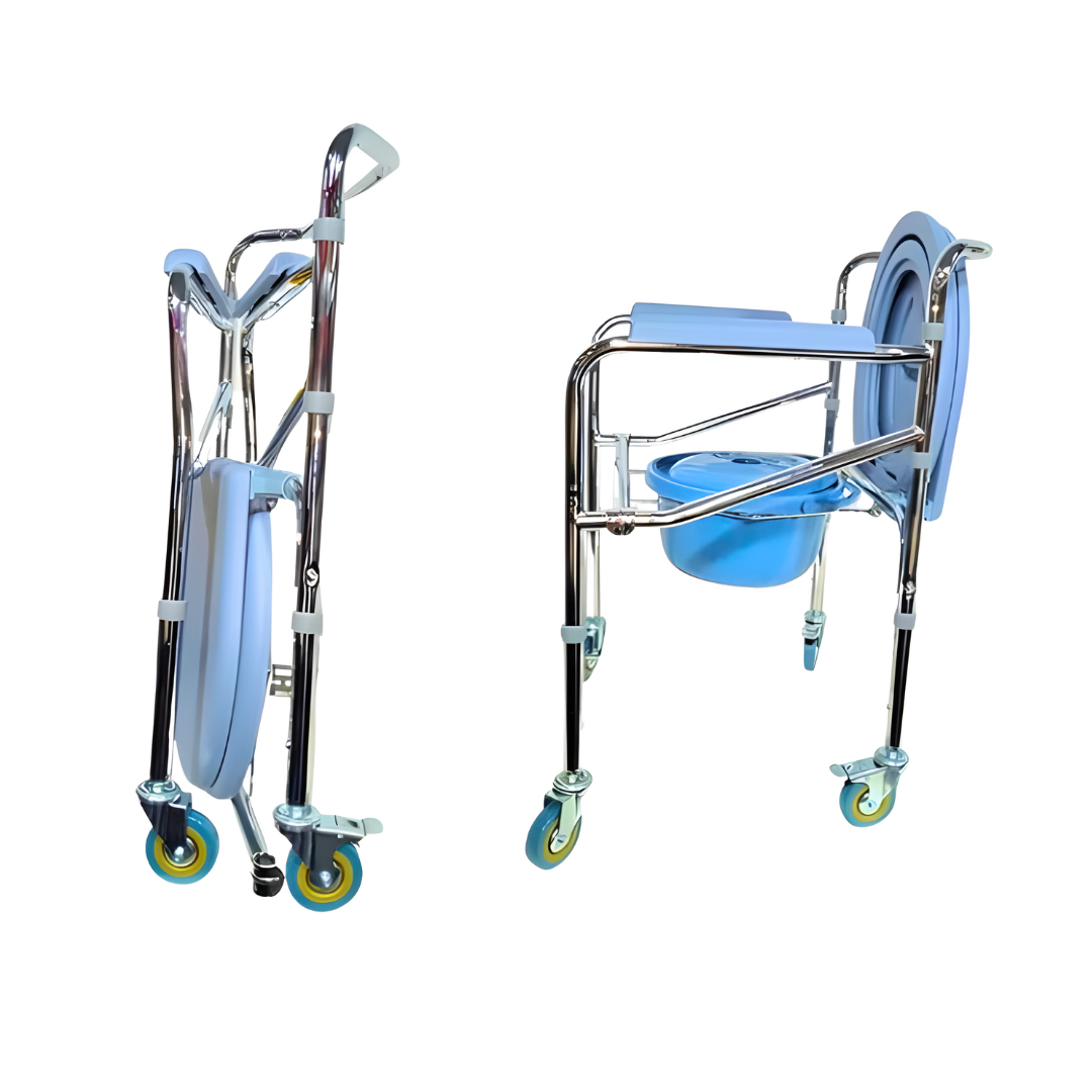 Cadeira para Banho com 4 Rodas e Assento Dobrável - Supermedy
