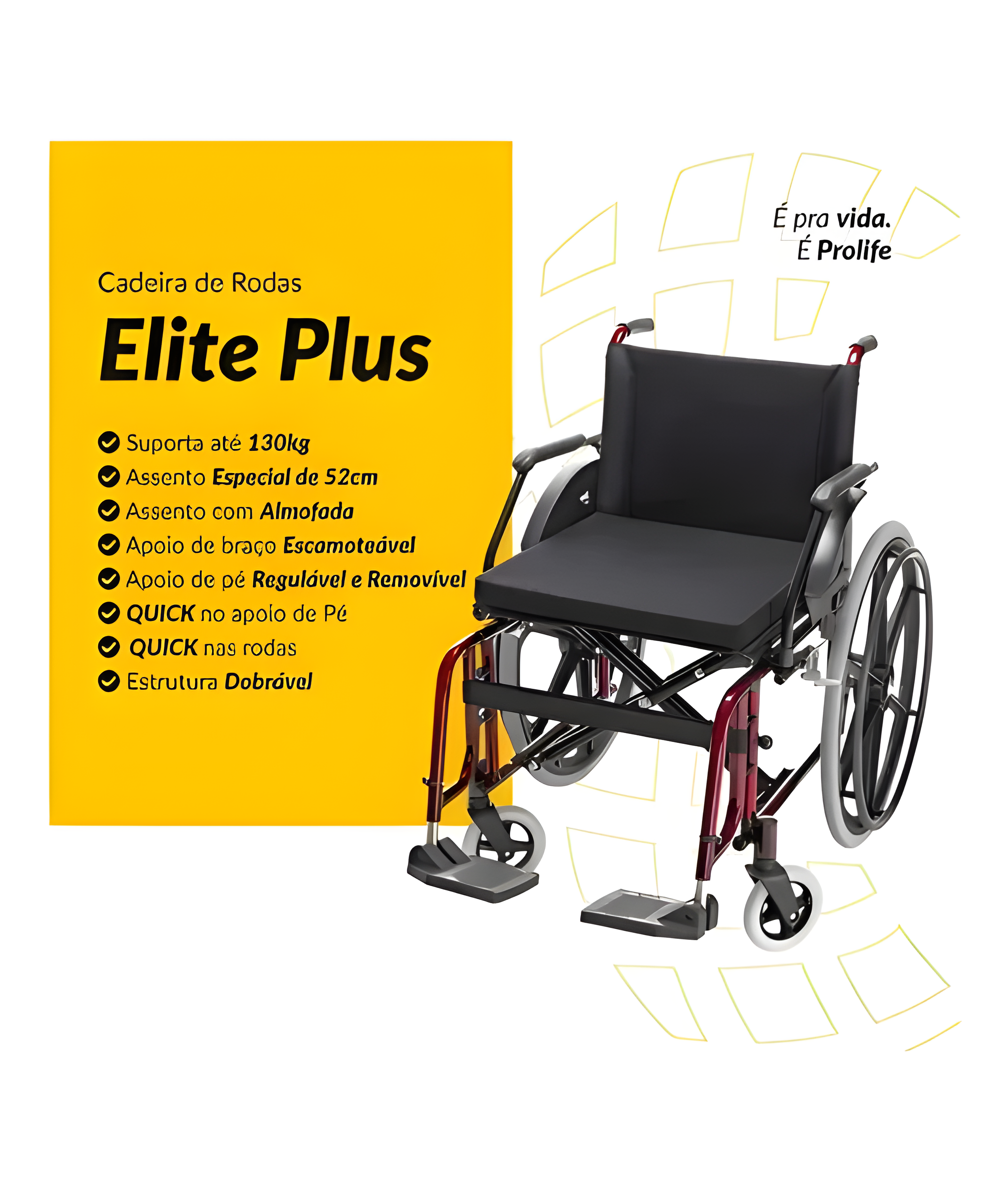 Cadeira de Rodas Elite Plus Inflável 52cm (130kg) - Prolife