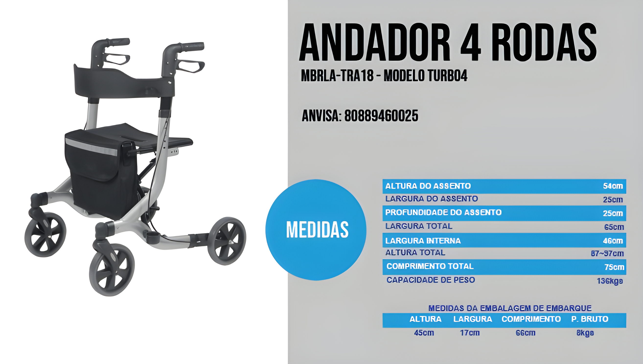 Andador New Joy (Sem apoio de pé) - Mobil