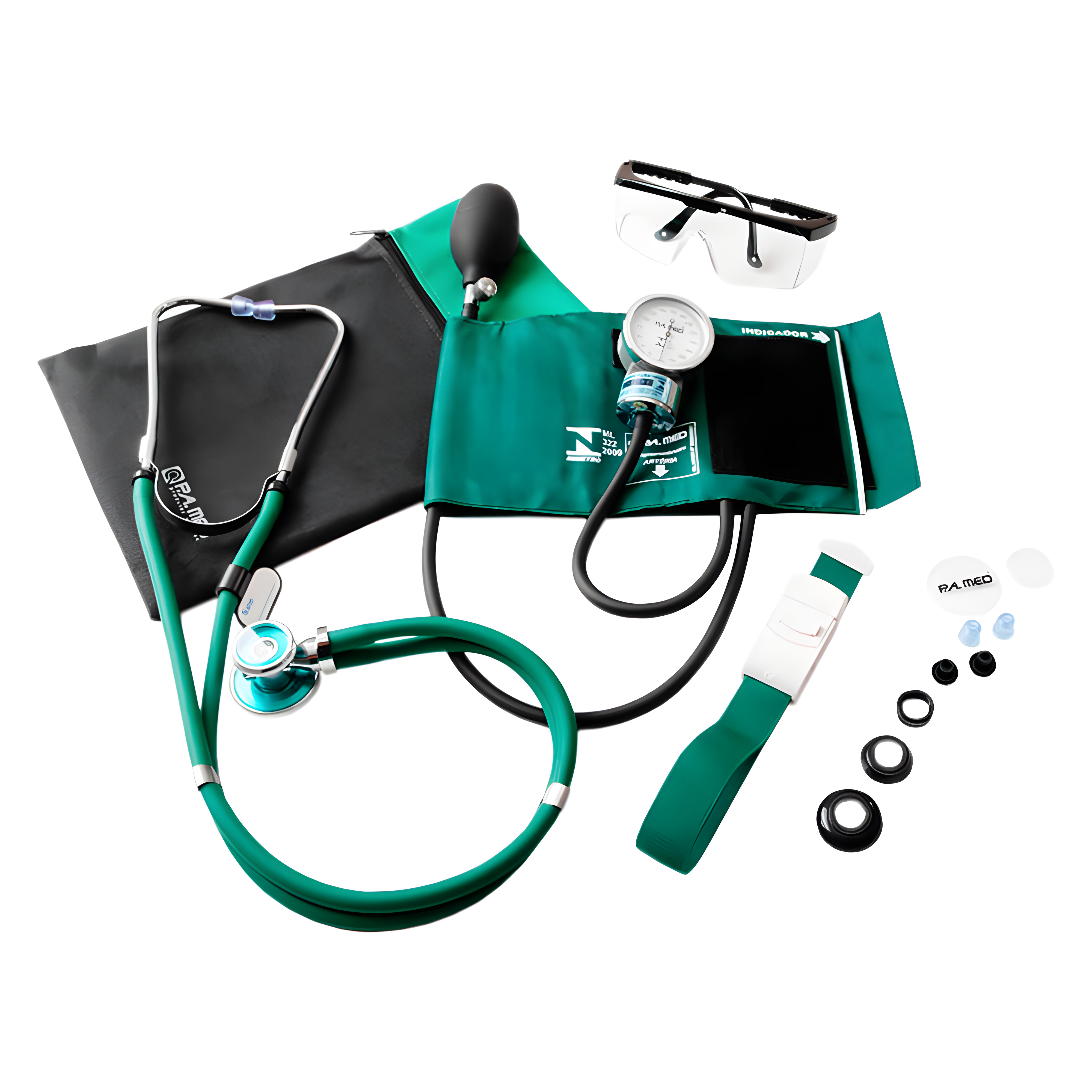 Kit Acadêmico com Aparelho de Pressão, Garrote, Estetoscópio e Bolsa Preto P.A. Med