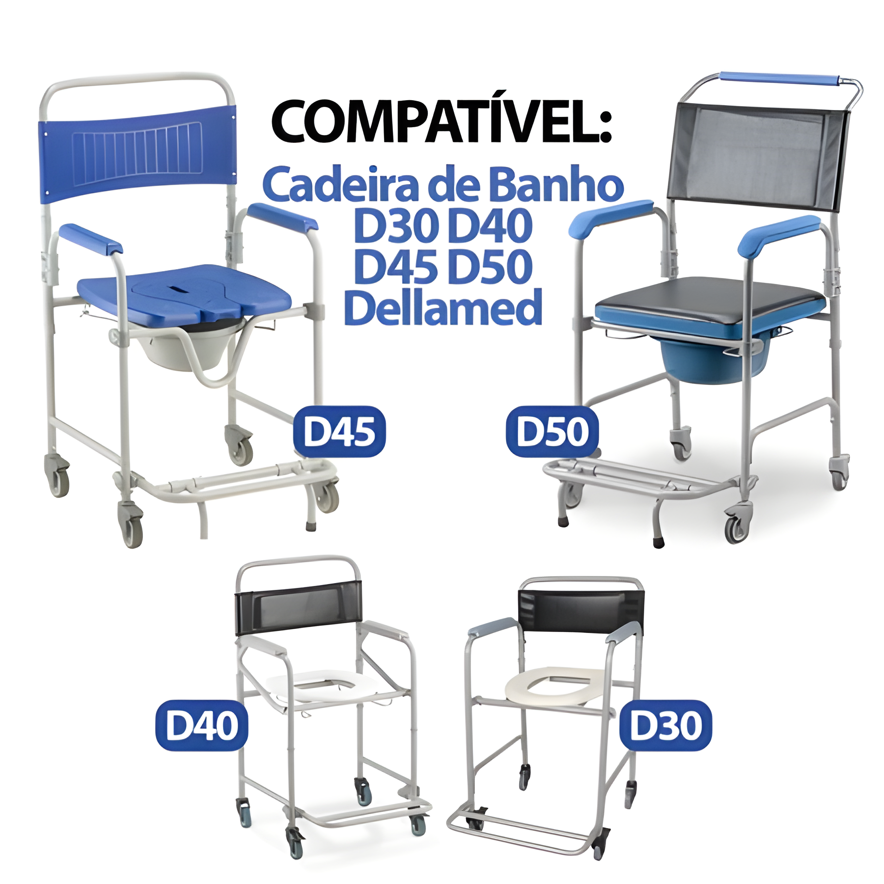 Rodizio Cinza Com Bucha Cadeira De Banho D45 & D50 - Dellamed