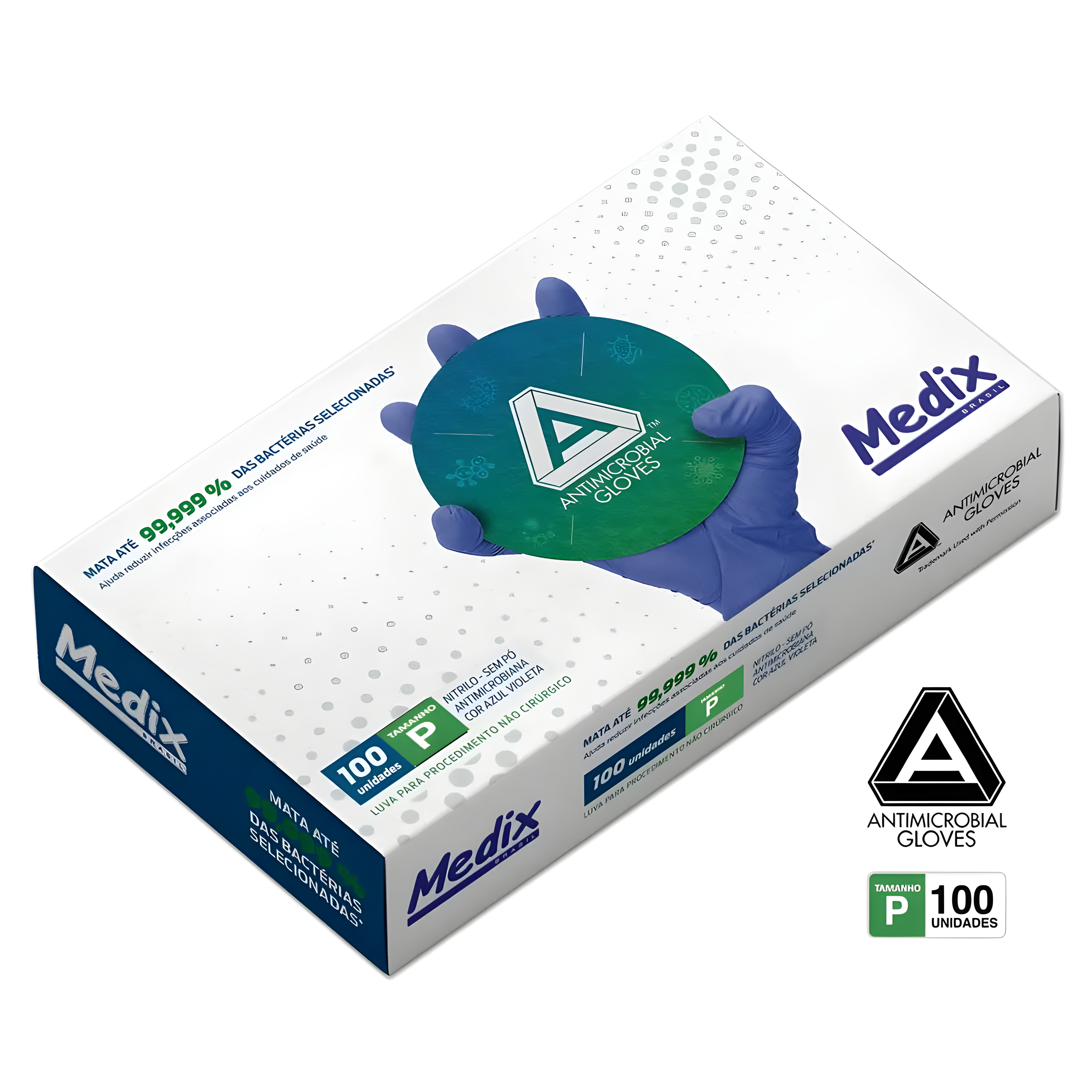 Luva Nitrílica Procedimento 100und Antimicrobial Medix