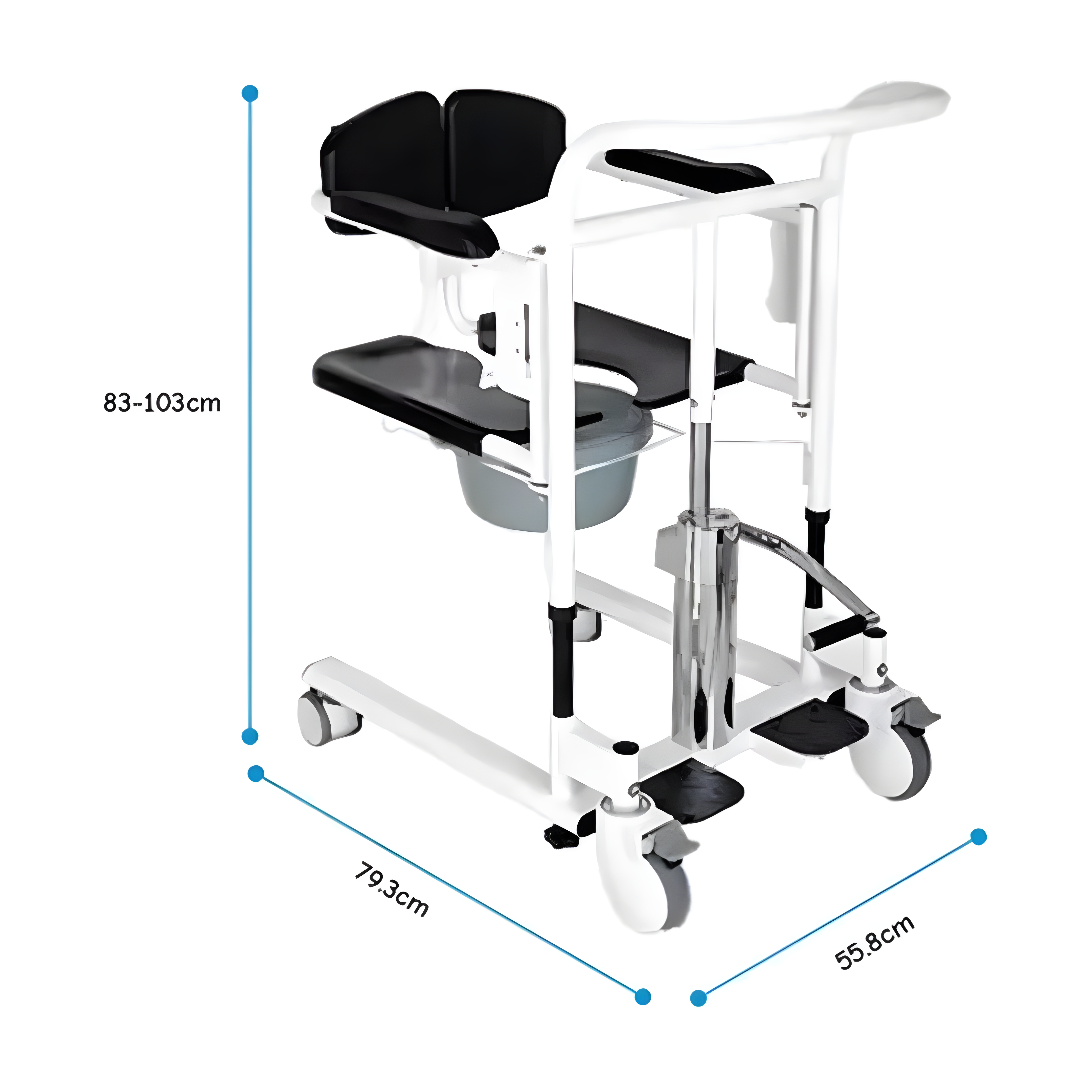 Cadeira Higiênica de Transferência c/ Coletor 150Kg - Supermedy