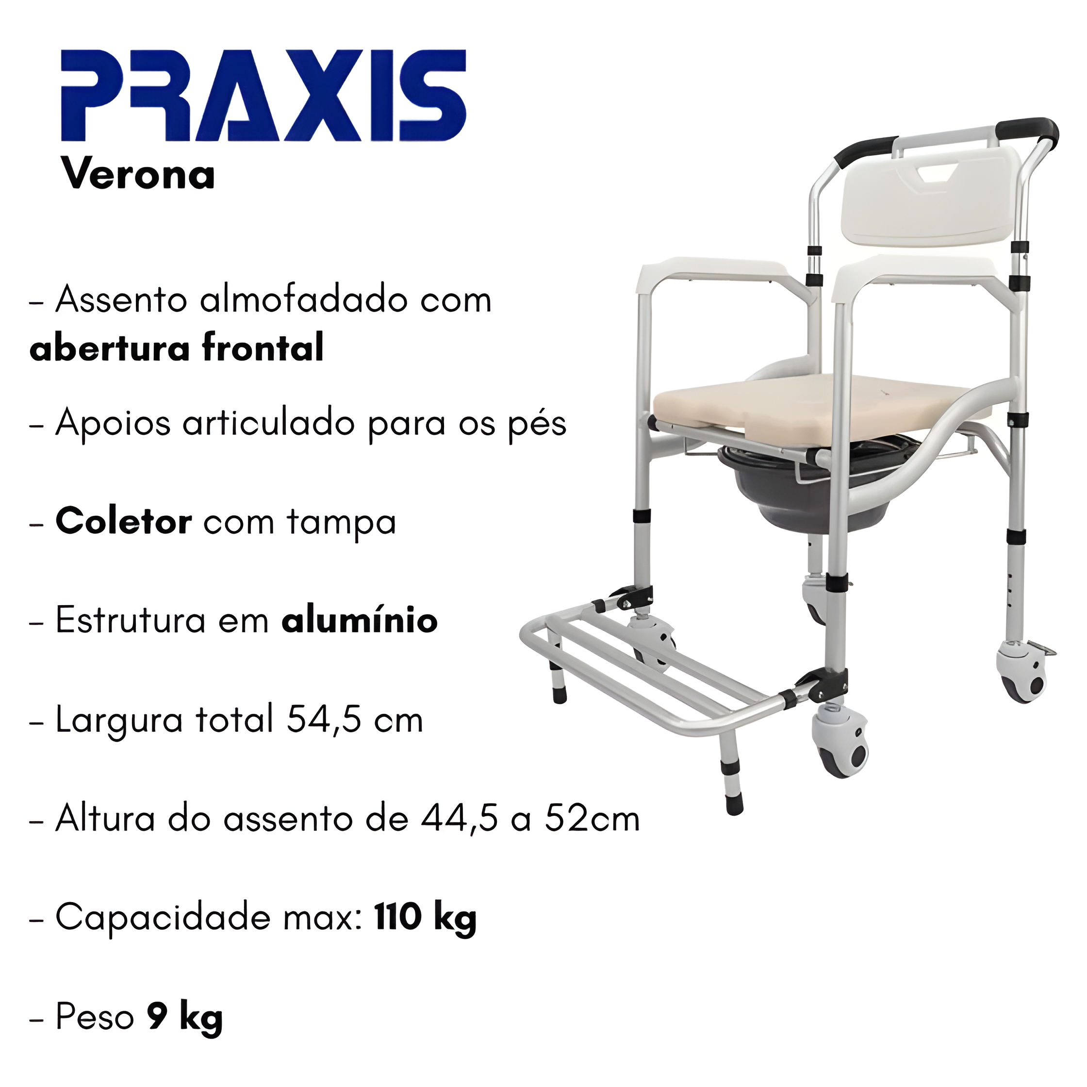 Cadeira de Banho e Higienização Verona - Praxis